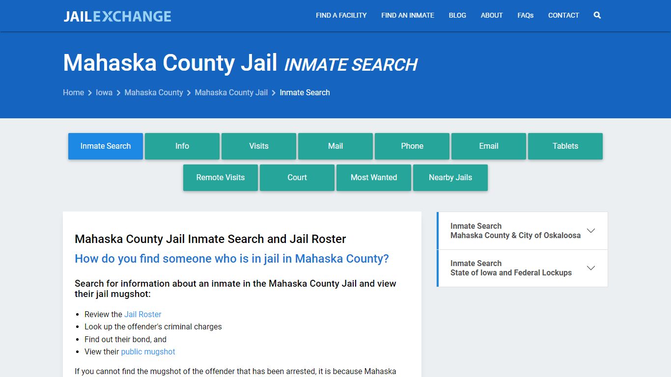 Inmate Search: Roster & Mugshots - Mahaska County Jail, IA