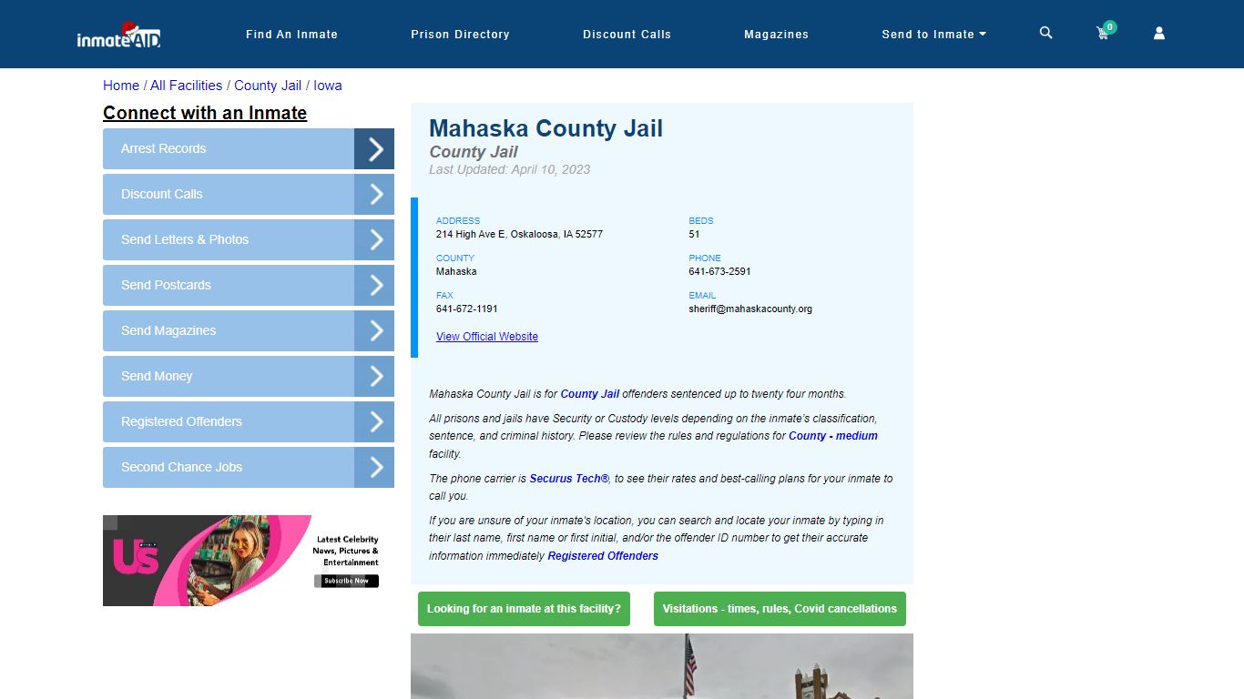 Mahaska County Jail - Inmate Locator - Oskaloosa, IA